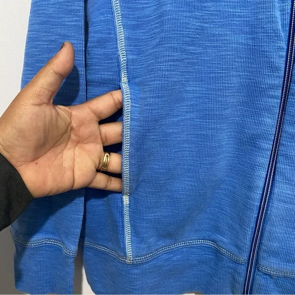 Tommy Bahama Blue Full Zip Hoodie Womens M Pima Cotton Tencel Lyocell - Picture 4 of 9